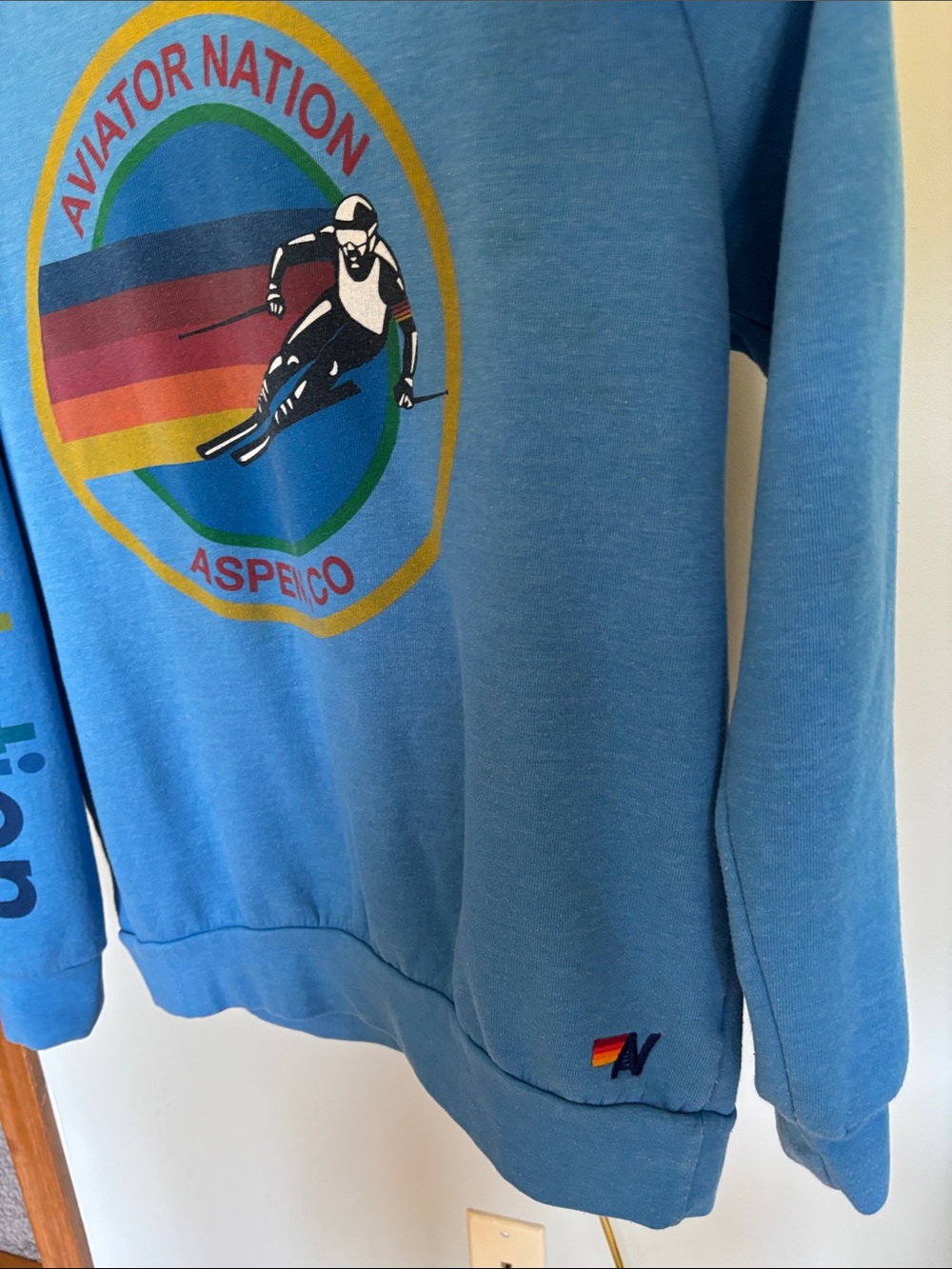 Aviator Nation Blue Aspen Ski Graphic Crewneck Sweatshirt - Picture 2 of 5